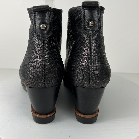 Hispanitas Black Leather Wedge Ankle Boot Booties Size 39.5 US 8.5 - 9 - Picture 2 of 10